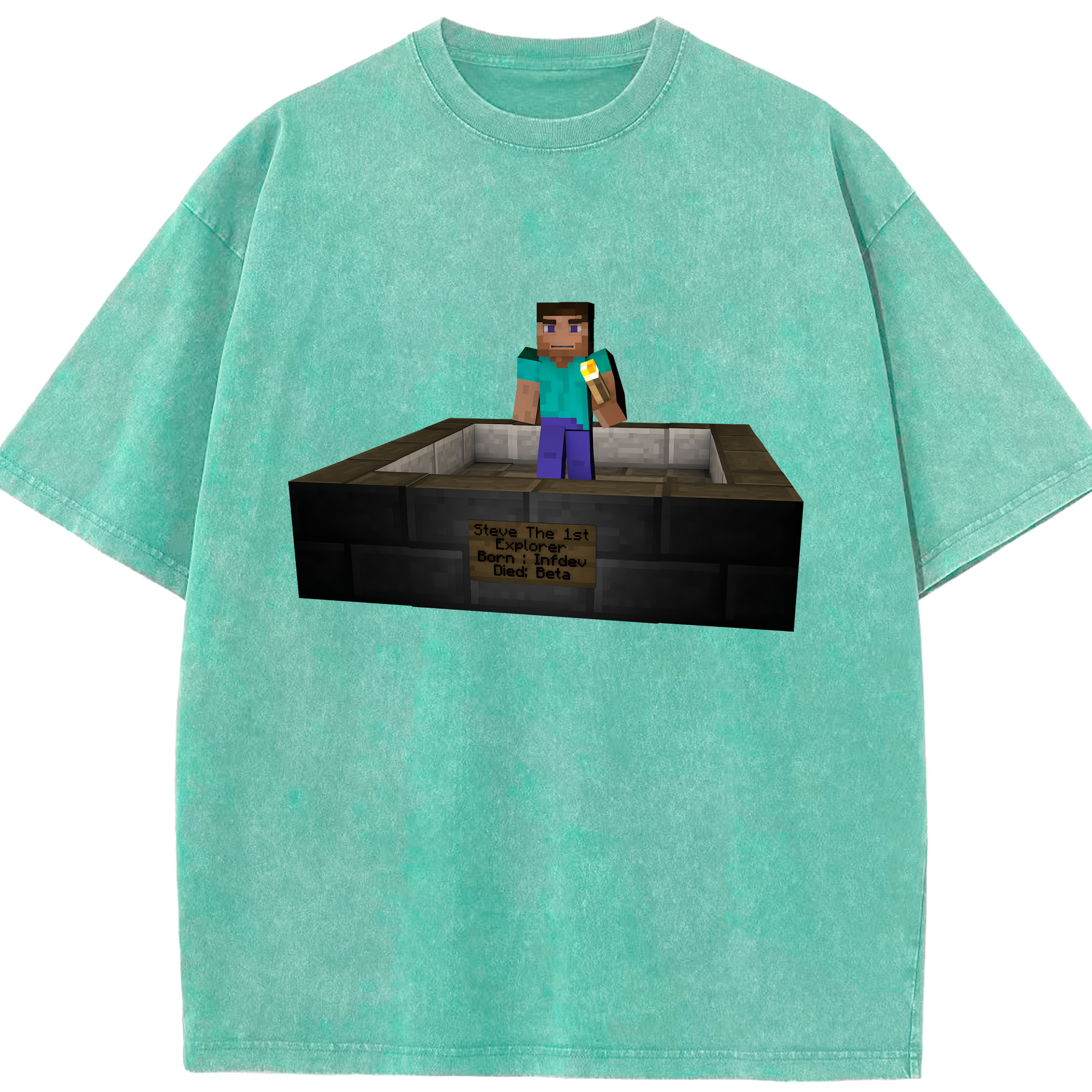 （画像用） マインクラフト ブロックの世界 Minecraft MC Block world 綿100% ヴィンテージ風 半袖Tシャツ（フロントプリント）